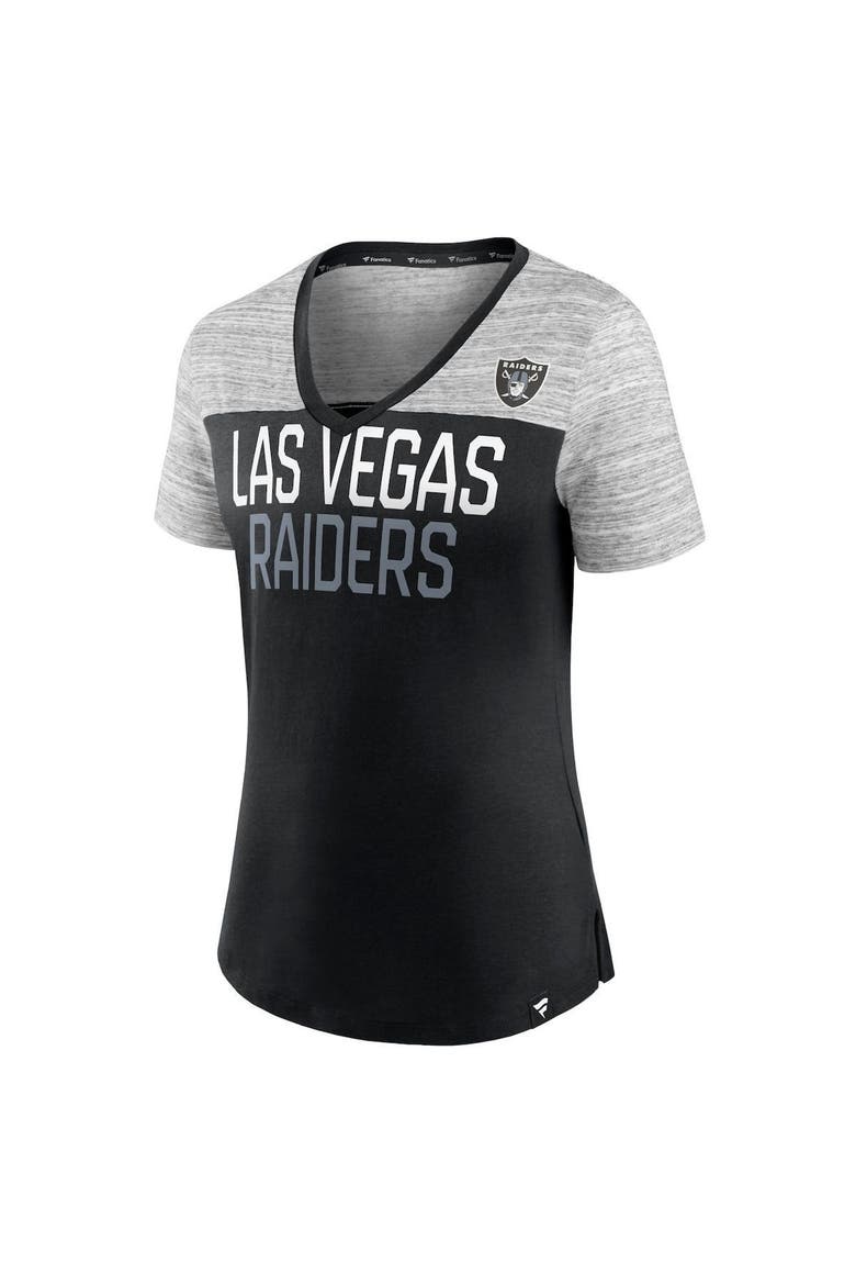 Women's Fanatics Branded Black/Heathered Gray Las Vegas Raiders Close Quarters V-Neck T-Shirt, Alternate, color, Black
