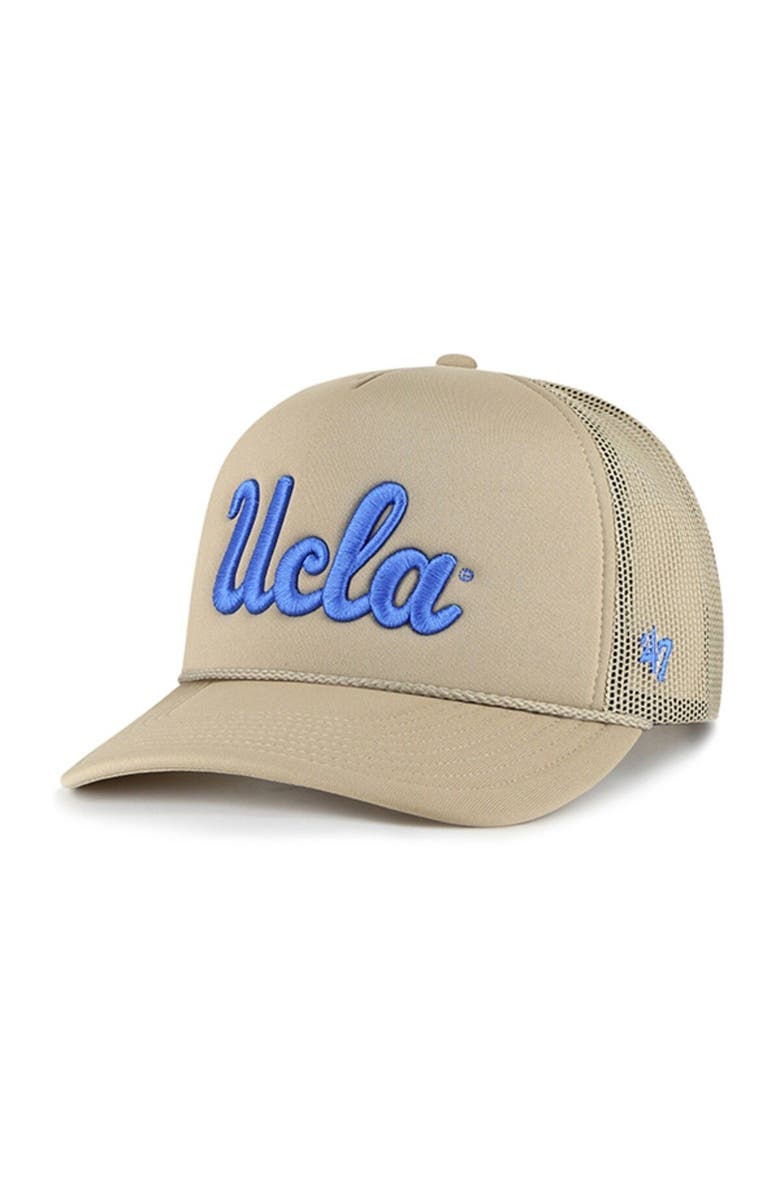 '47 Men's '47 Khaki UCLA Bruins Foam Front Mesh Trucker Snapback Hat, Main, color, 