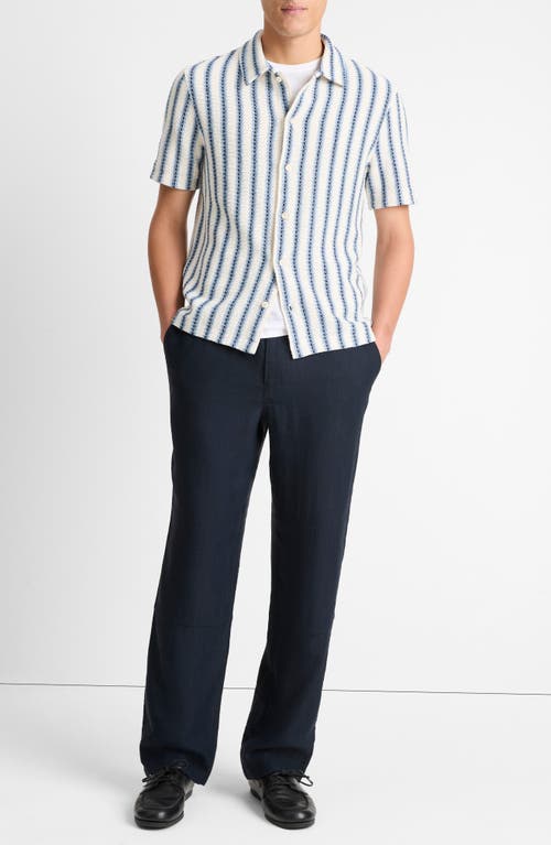 Vince Men's Striped Knit Button-down Shirt In Cabo Blue Combo
