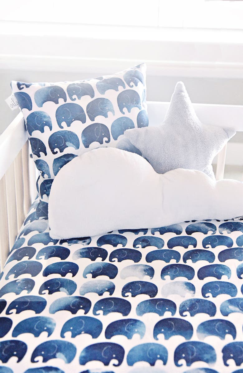 Oilo 2-Pack Fitted Elephant Print Jersey Crib Sheets, Alternate, color, Indigo