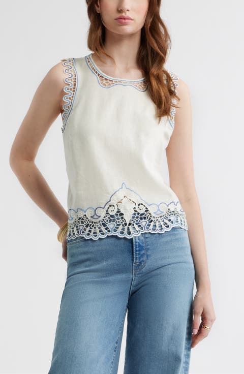 Cutwork Shell Sleeveless Top