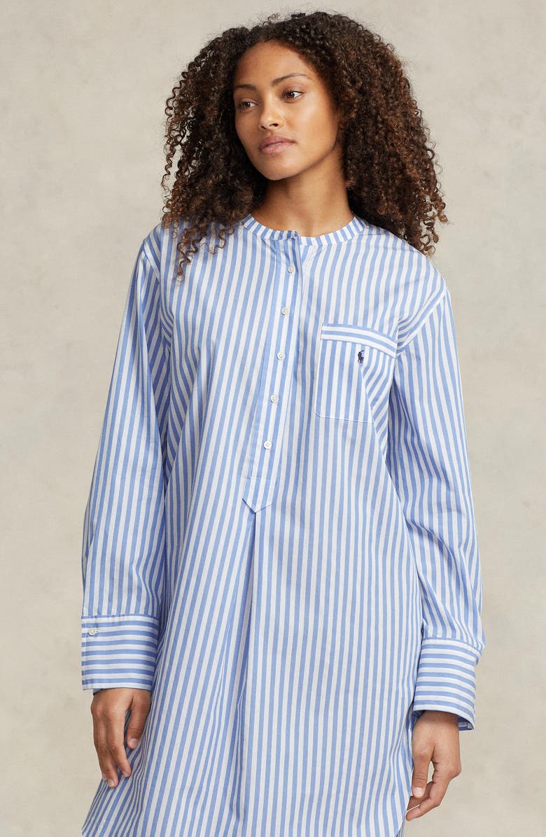 Polo Ralph Lauren Cotton Poplin Tunic Sleepshirt, Alternate, color, Purple Stripes