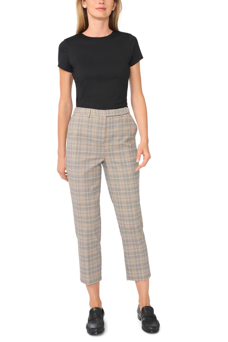 Plaid Crop Pants, Alternate, color, TOBACCO BROWN