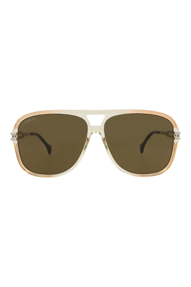 63mm Aviator Sunglasses, Main, color, ORANGE SILVER BROWN