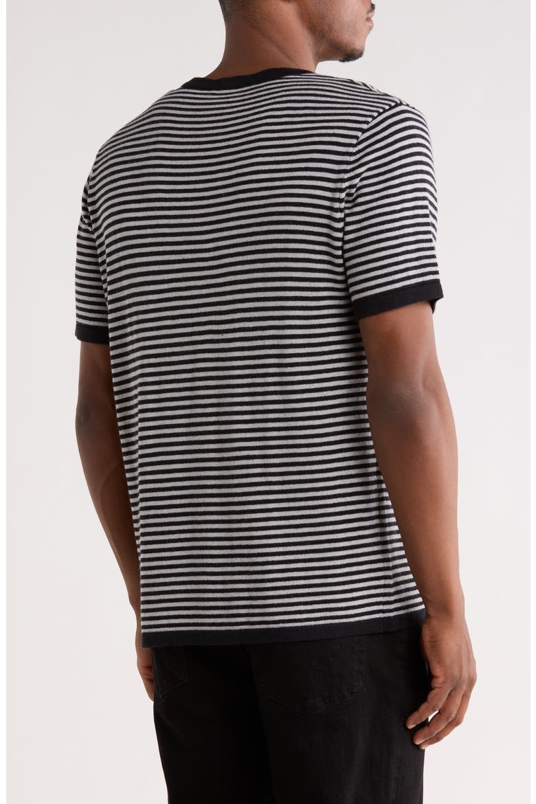 Stripe Short Sleeve Sweater, Alternate, color, BLACK/ SILVER GREY