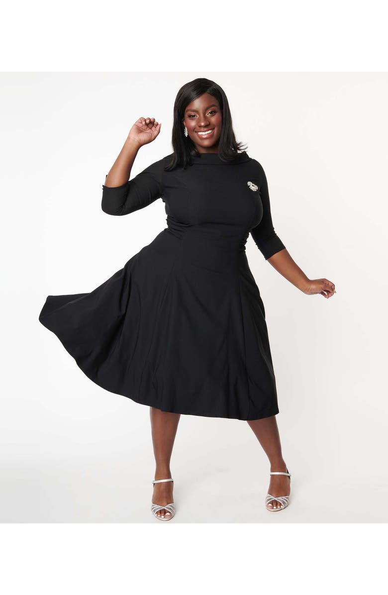 Unique Vintage Plus Size Nicola Swing Dress, Main, color, Black Accent