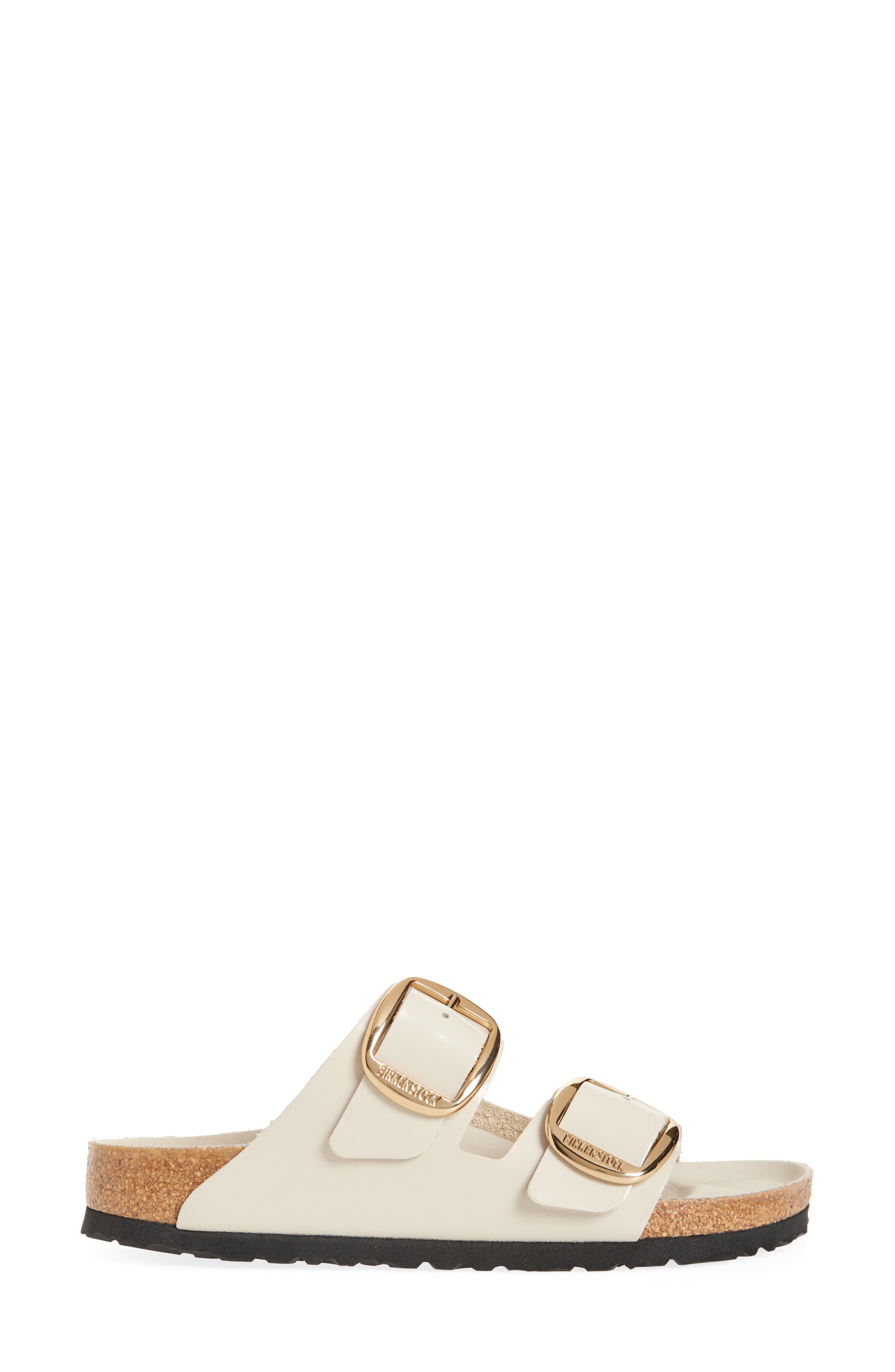 Arizona Big Buckle Slide Sandal, Alternate, color, OYSTER HIGH SHINE