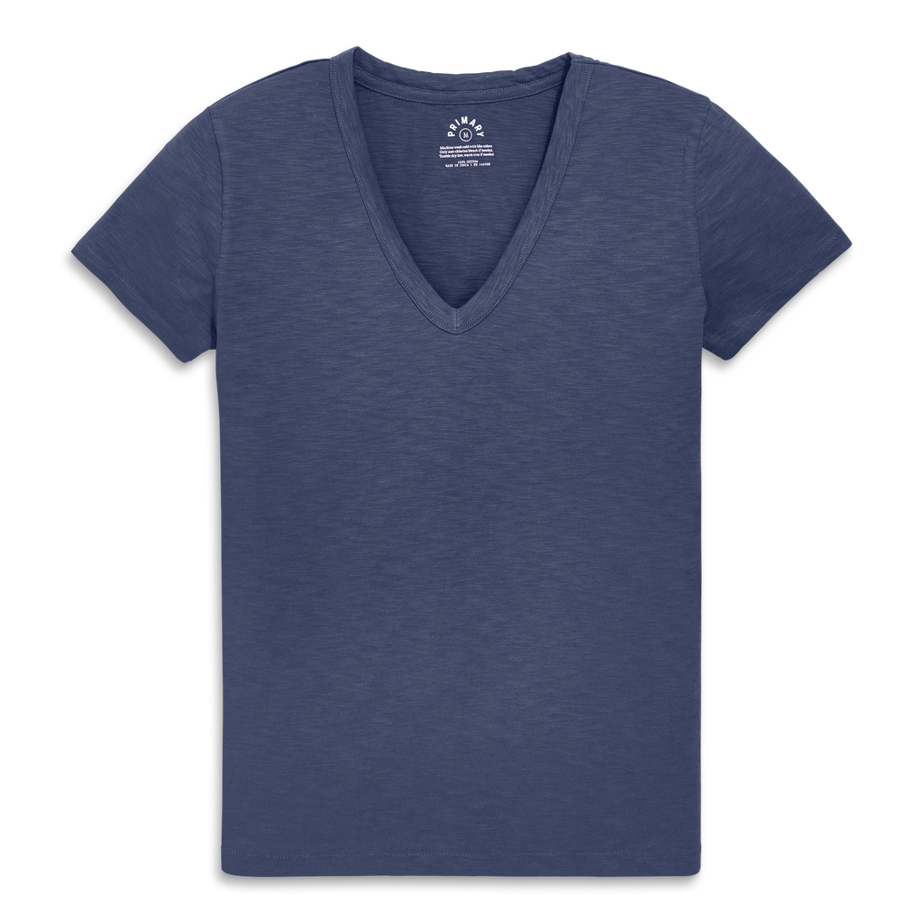 Shop Primary Adult Classic Slub V-neck Tee In Sunwashed Navy