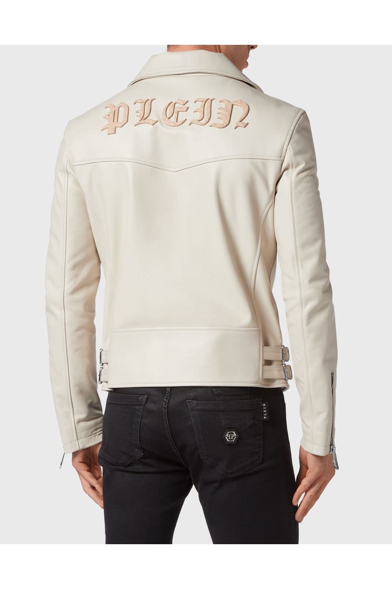 Leather Jacket Gothic Plein Men, Alternate, color, beige