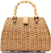 Frances Valentine Rooster Woven Wicker Top Handle Bag