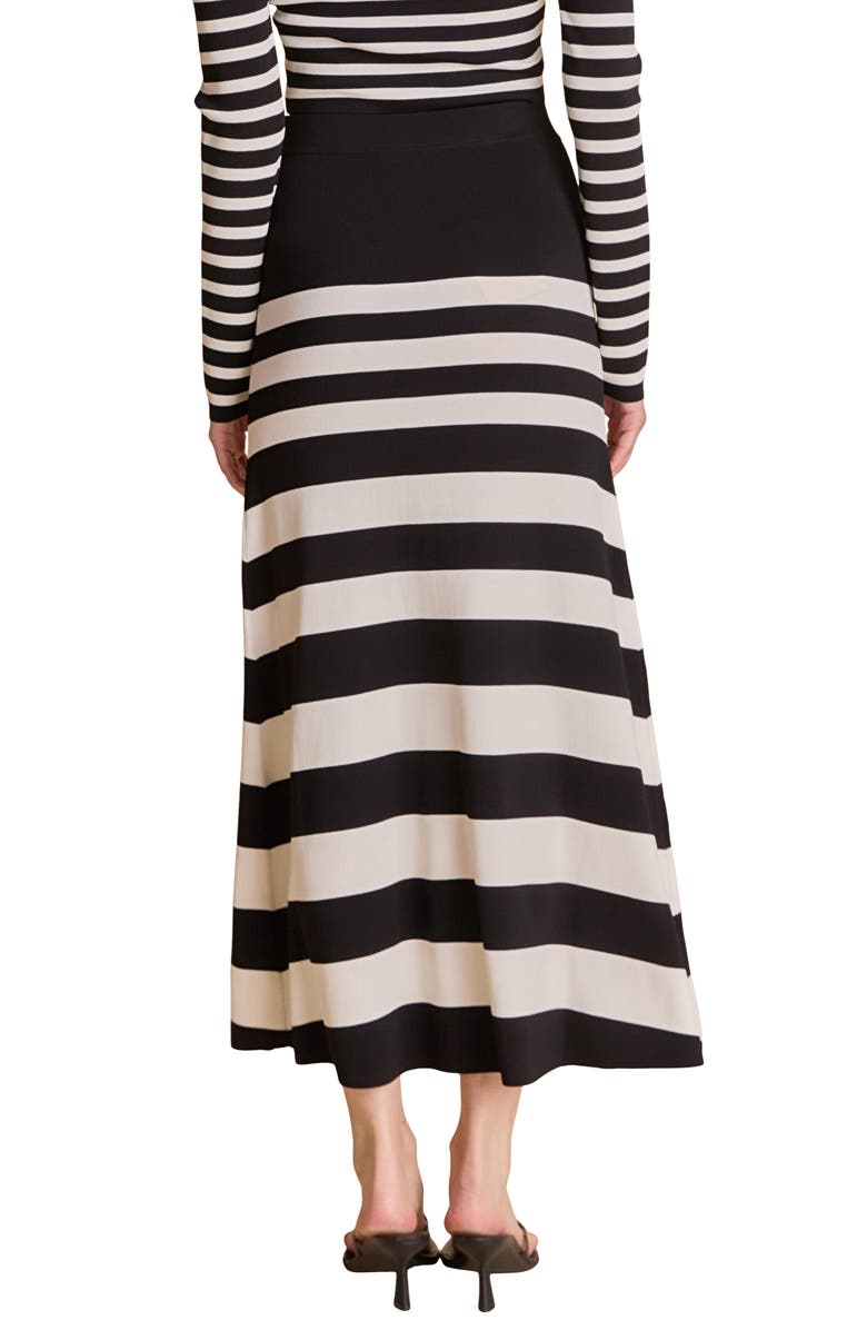 Endless Rose Stripe Midi Sweater Skirt, Alternate, color, Black/ Cream