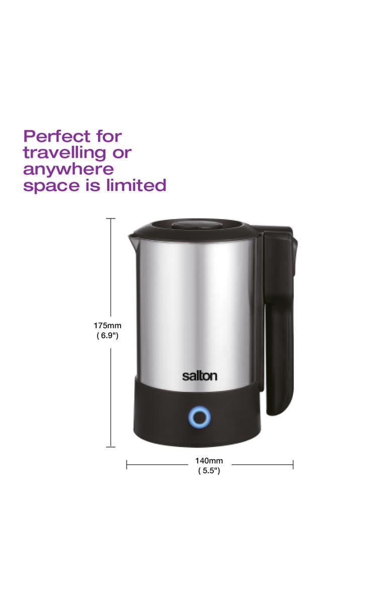 Salton Stainless Steel Travel Kettle 600 ml, Alternate, color, White