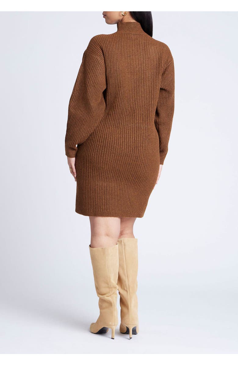 ELOQUII Turtleneck Mini Sweater Dress, Alternate, color, Chestnut