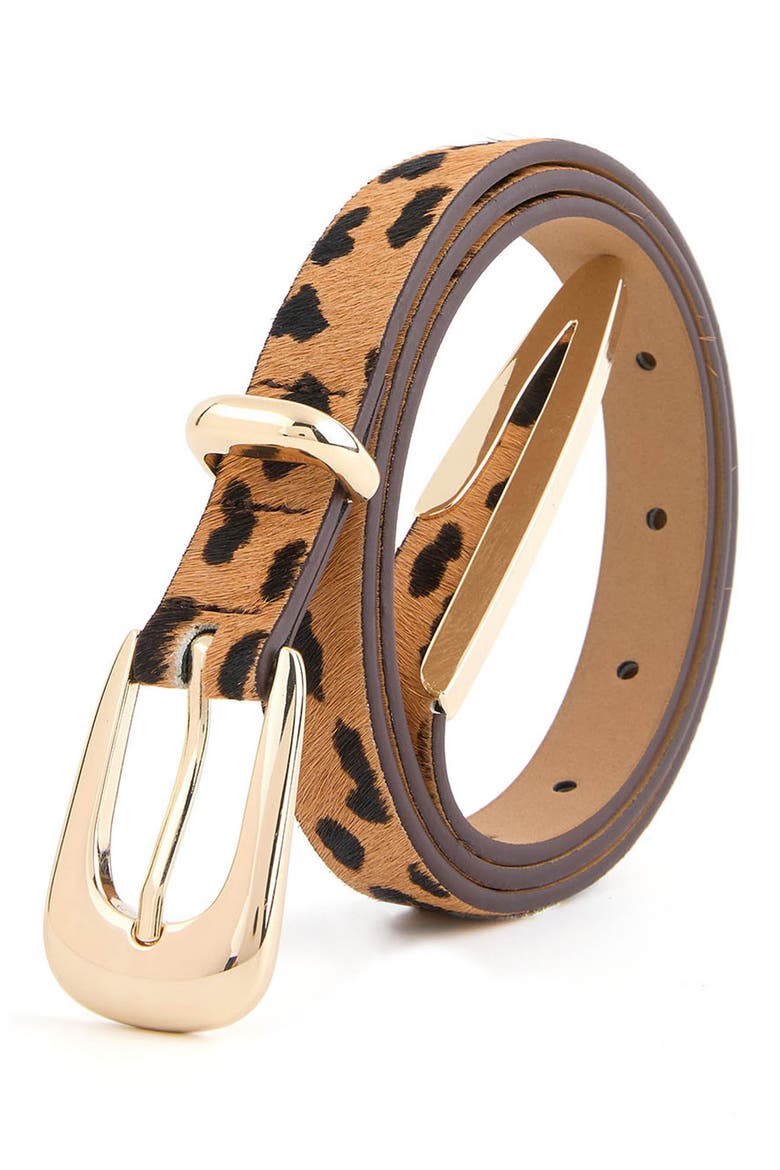 Cheetah Print Genuine Calf Hair Belt, Alternate, color, CHEETAH