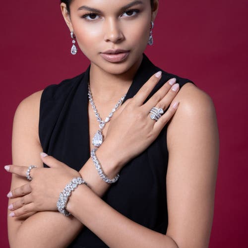 Anna Zuckerman Medina Statement Bracelet Cuff In White Diamond Crystalline