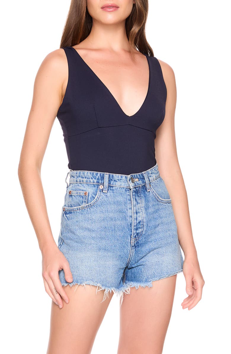 Susana Monaco Deep V-Neck Tank, Main, color, Midnight