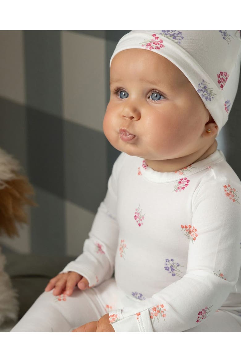 2 Piece Baby Girls Floral Print Cotton Rich Footie Set, Alternate, color, Winter White