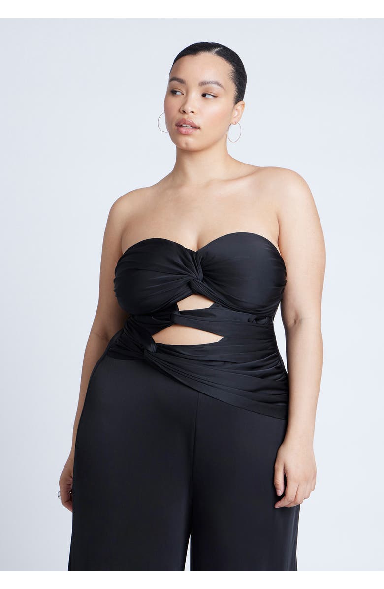 ELOQUII Twist Detail Jumpsuit With Cutout, Alternate, color, Black Onyx