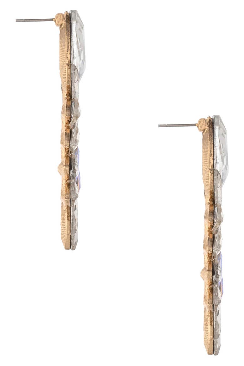 Floral Crest Drop Earrings, Alternate, color, GOLD
