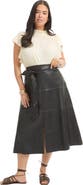 June + Vie Paneled Faux Leather Midi Skirt