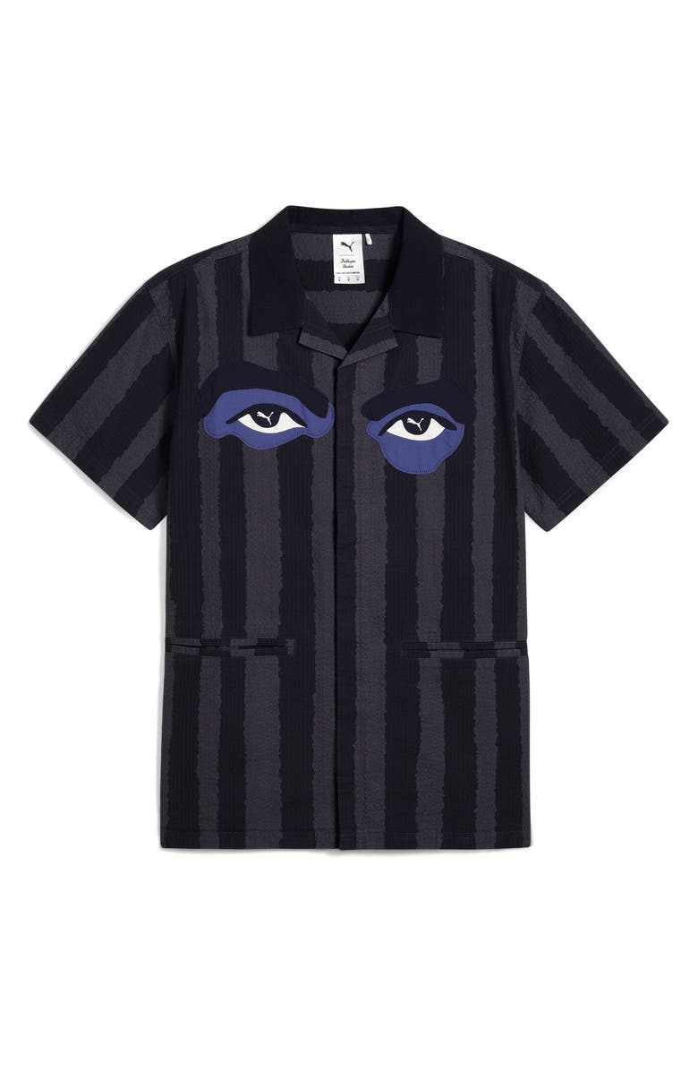 PUMA x KidSuper Stripe Cotton Seersucker Camp Shirt, Alternate, color, 