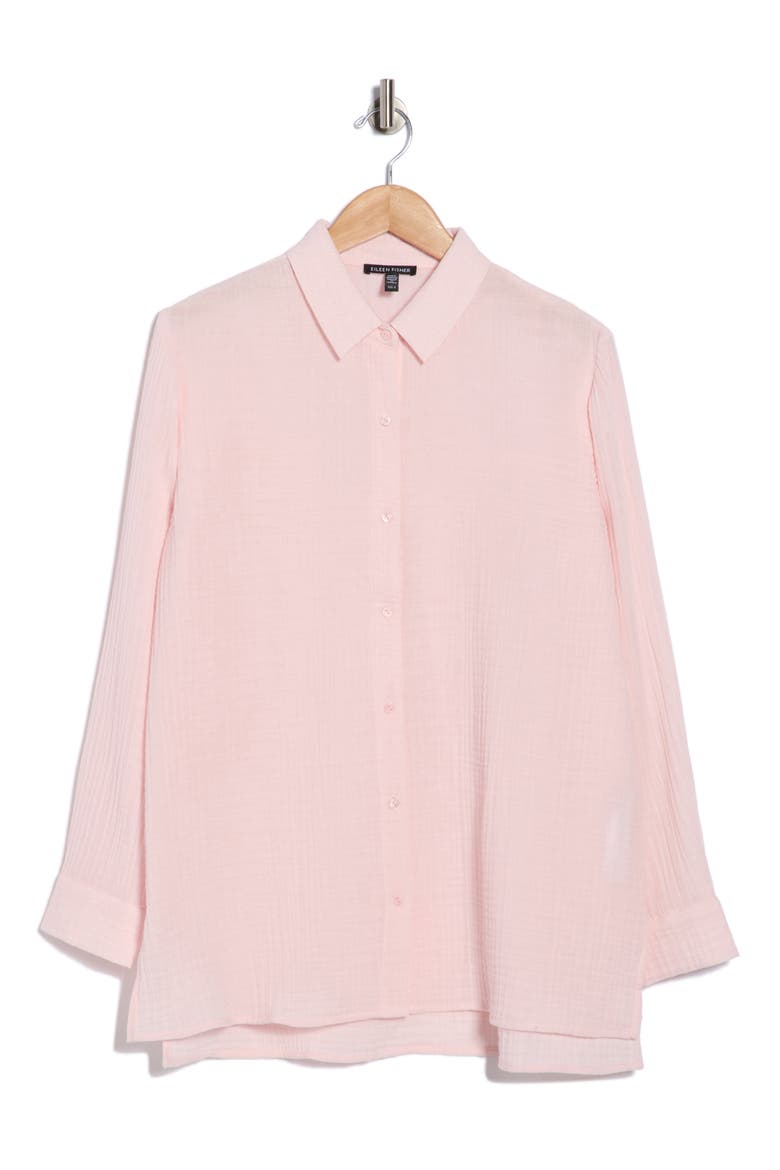 Easy Classic Organic Cotton Button-Up Shirt, Alternate, color, CRISP PINK