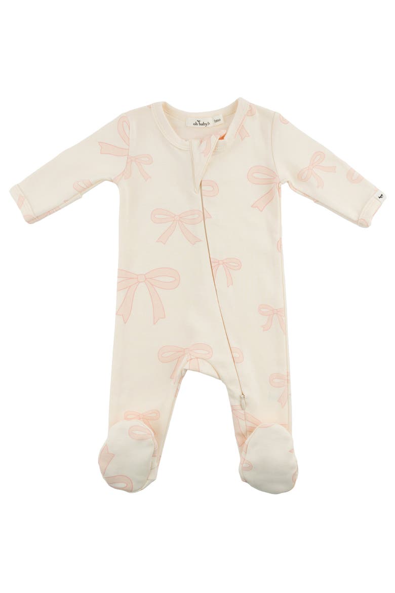 Big Bows Pink Footie, Main, color, Milk