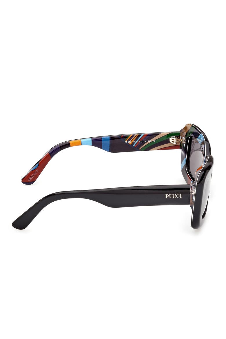 52mm Rectangular Sunglasses, Alternate, color, BLACK / IRIDE PATTERN / SMOKE