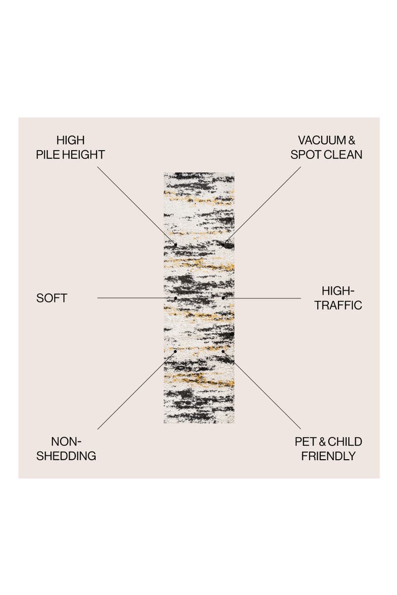 Nova Modern Bold Strie' Shag Area Rug, Alternate, color, Beige/Black/Yellow