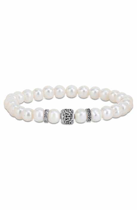 Men's Sterling Silver Cultured Pearl Bracelet