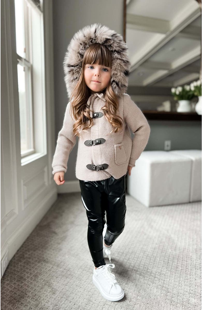 Petite Maison Kids Vegan Liquid Leather Leggings, Alternate, color, Black