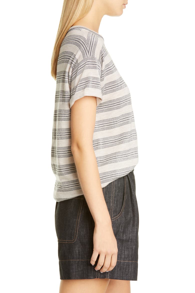 Metallic Stripe Wool & Cashmere Sweater Tee, Alternate, color, GRAIN