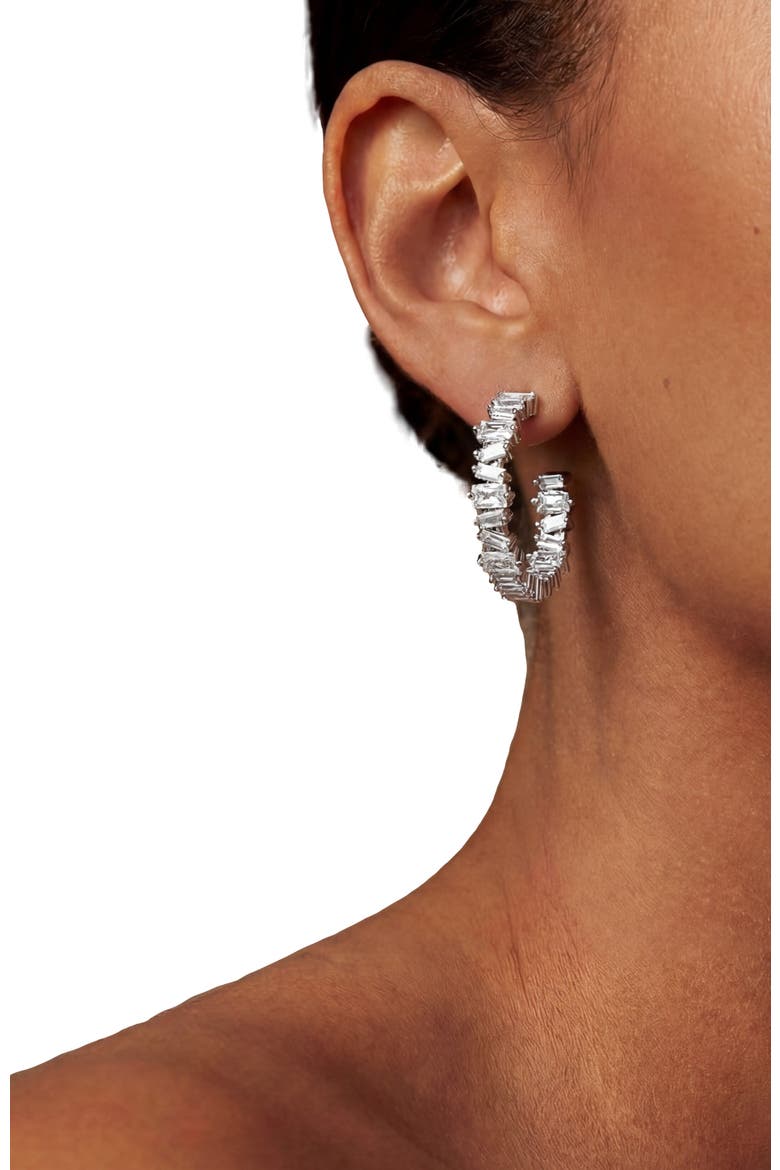 The Clarity Hoop Earrings, Alternate, color, Silver/White CZ