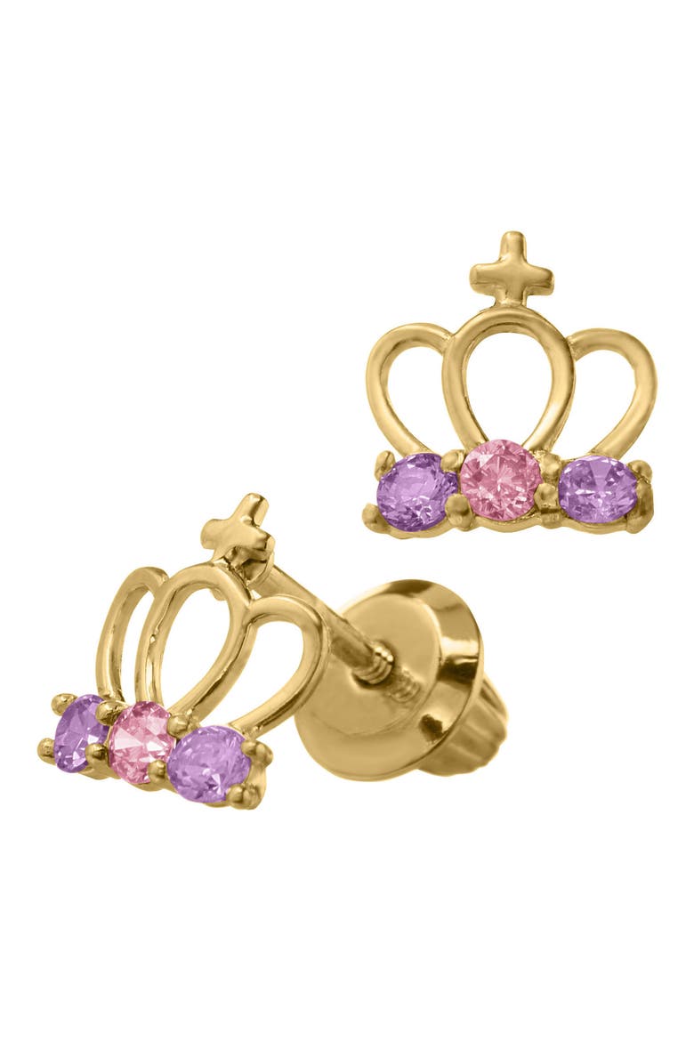 Gold Crown Earrings, Alternate, color, GOLD
