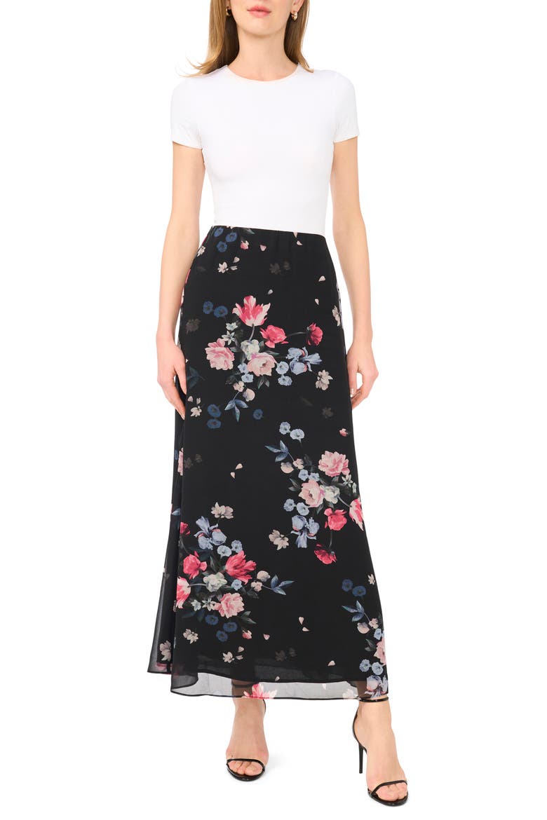 Floral Maxi Skirt, Alternate, color, RICH BLACK