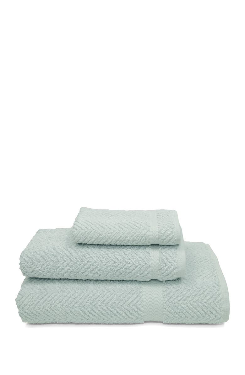 Linum Home Textiles Aqua Blue Herringbone 3-Piece Towel Set, Main, color, 