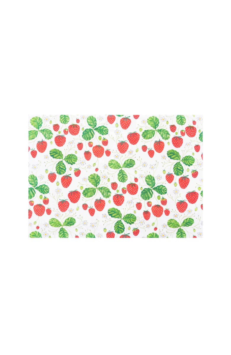 C&F Home Strawberry Patch & Plaid Placemats Set of 6, 14" x 20", Alternate, color, Red