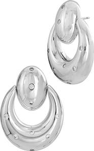 SAVVY CIE JEWELS Studded Puffy Door Knocker Stud Earrings