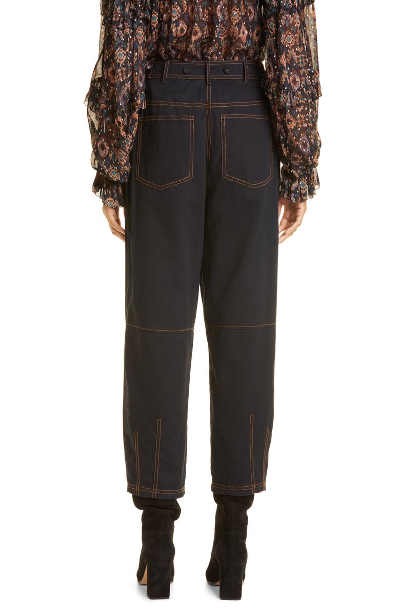 Ulla Johnson Jupiter Topstitch Crop Pants, Alternate, color, Raven
