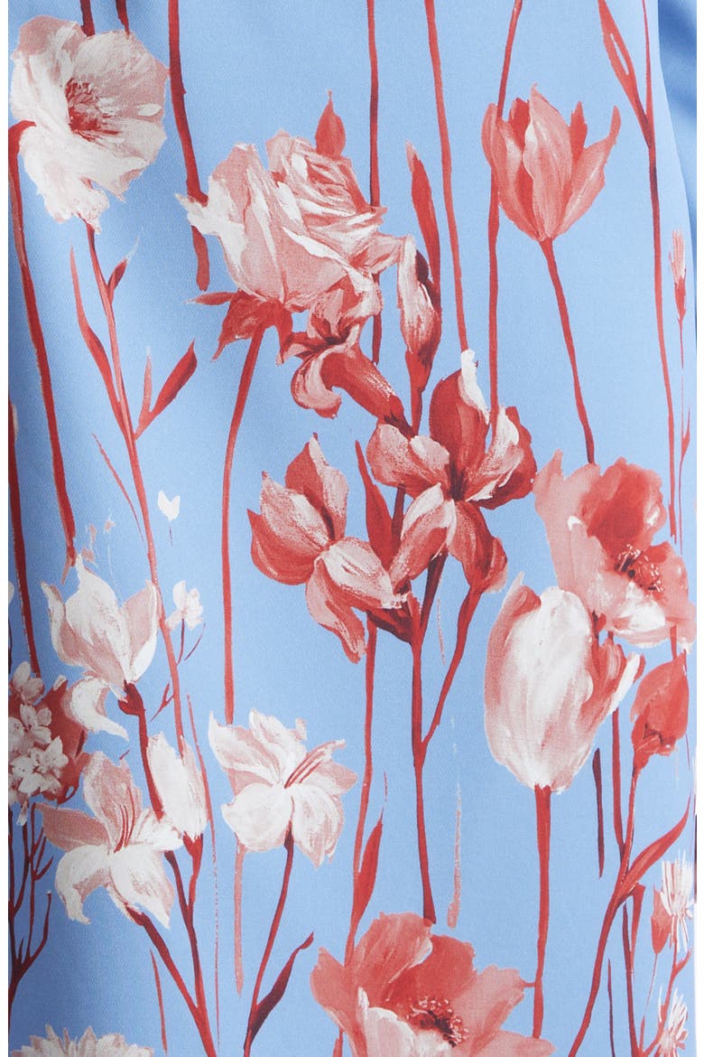 Floral Long Sleeve Stretch Crepe Shift Dress, Alternate, color, CORNFLOWER MULTI