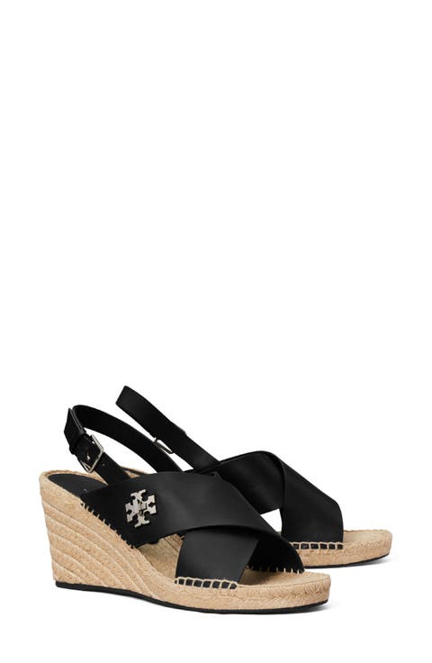 Turnlock Espadrille Slingback Platform Wedge Sandal (Women)