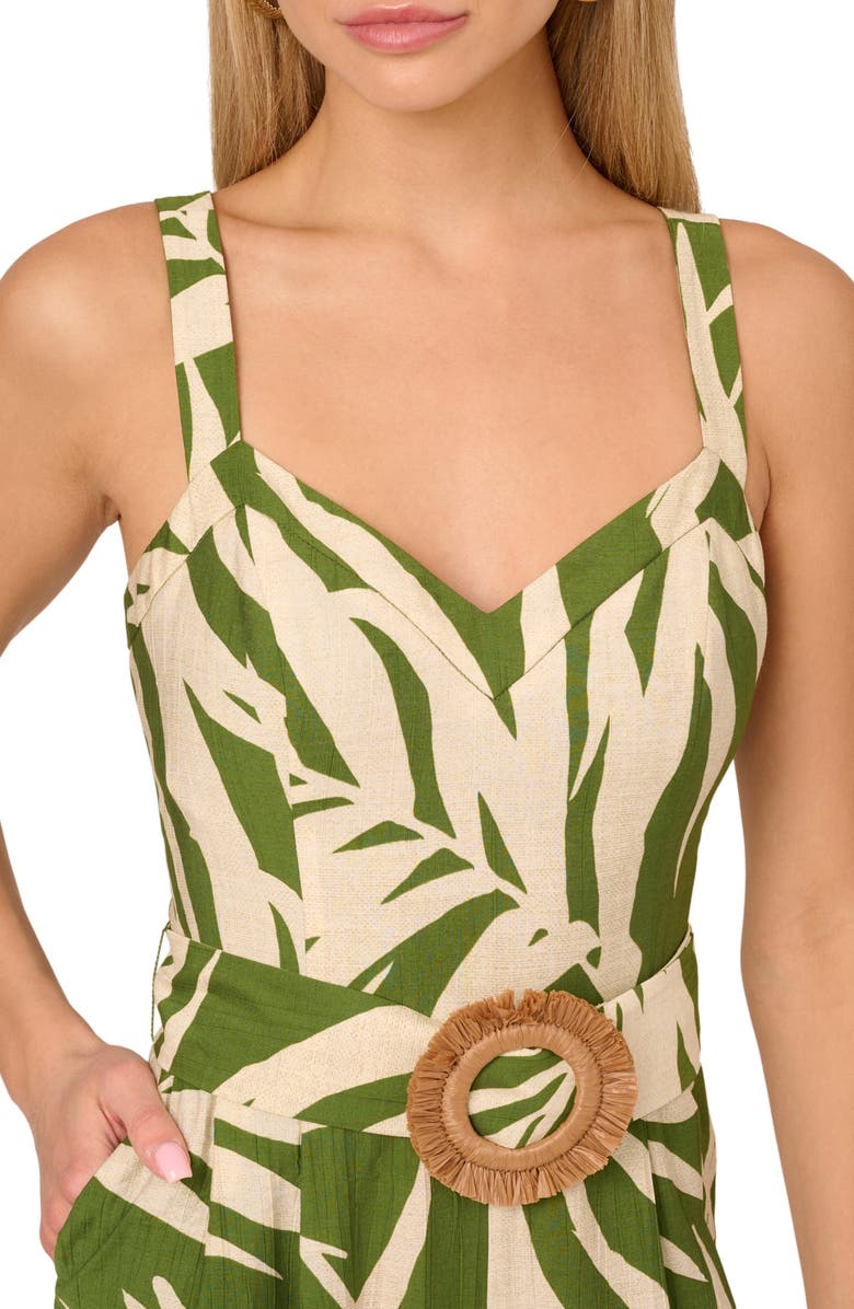Adrianna Papell Print Sleeveless Wide Leg Jumpsuit, Alternate, color, Green/ Ivory