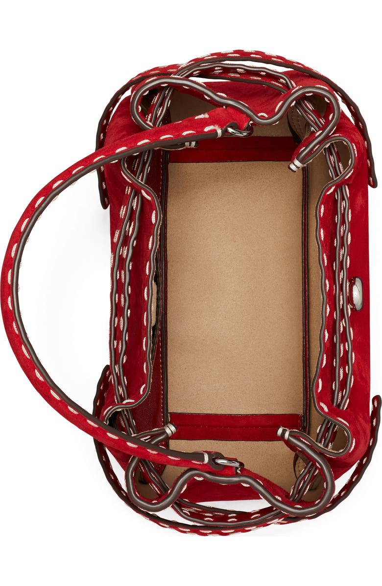 Tory Burch Romy Suede Bucket Bag, Alternate, color, Red
