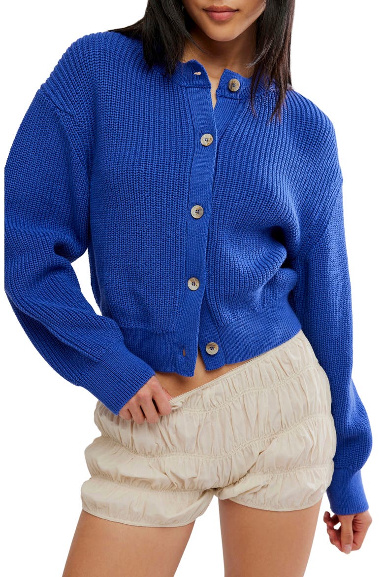 Vienna Rib Button Front Cardigan, Main, color, BLUE BEAM
