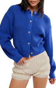 Free People Vienna Rib Button Front Cardigan