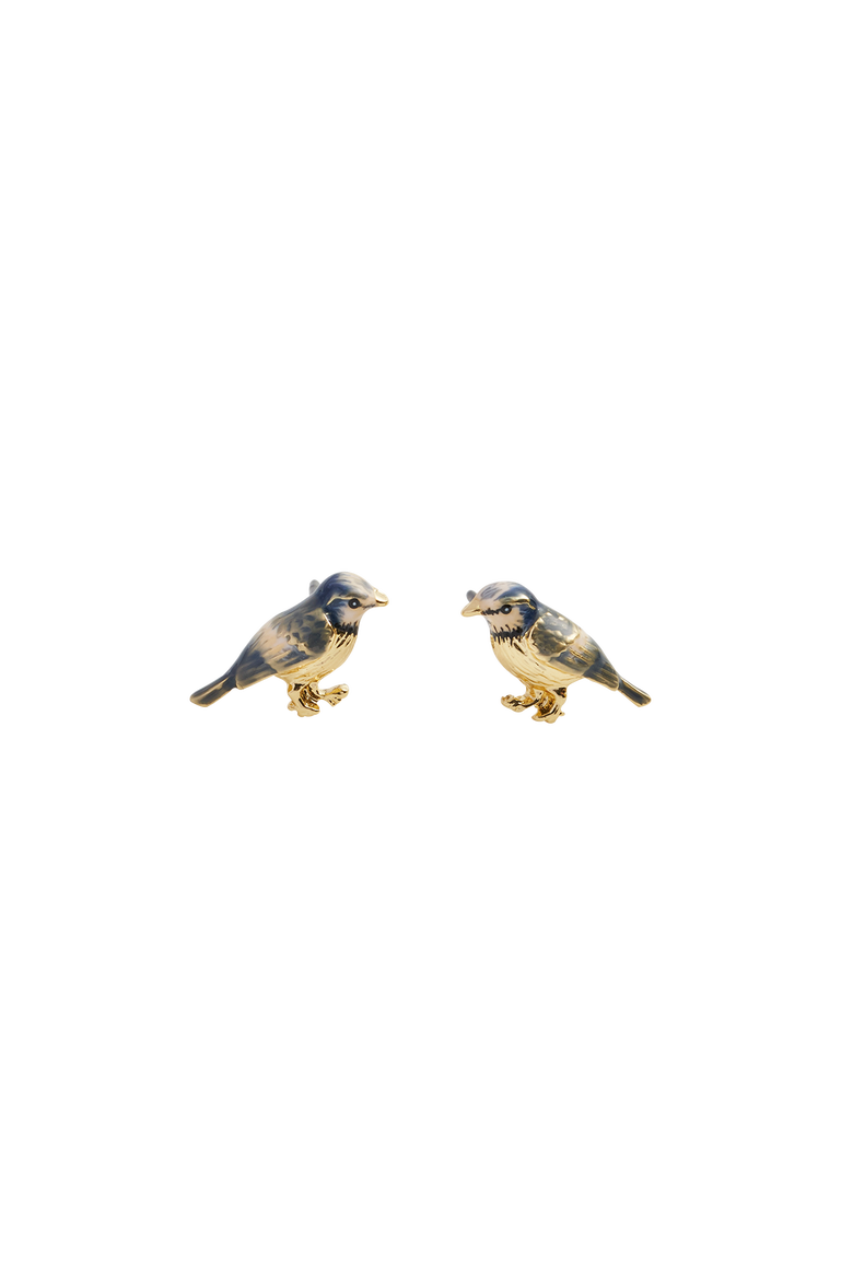 Enamel Blue Tit Stud Earrings, Main, color, Multi & Gold