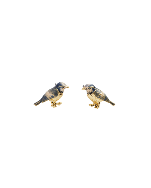 Enamel Blue Tit Stud Earrings