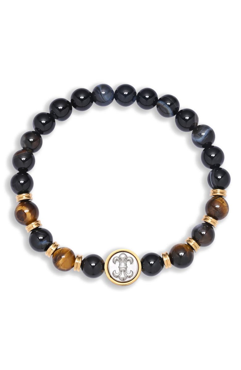 EYE CANDY LOS ANGELES Jeremiah Tiger's-Eye Beaded Bracelet, Alternate, color, Gold