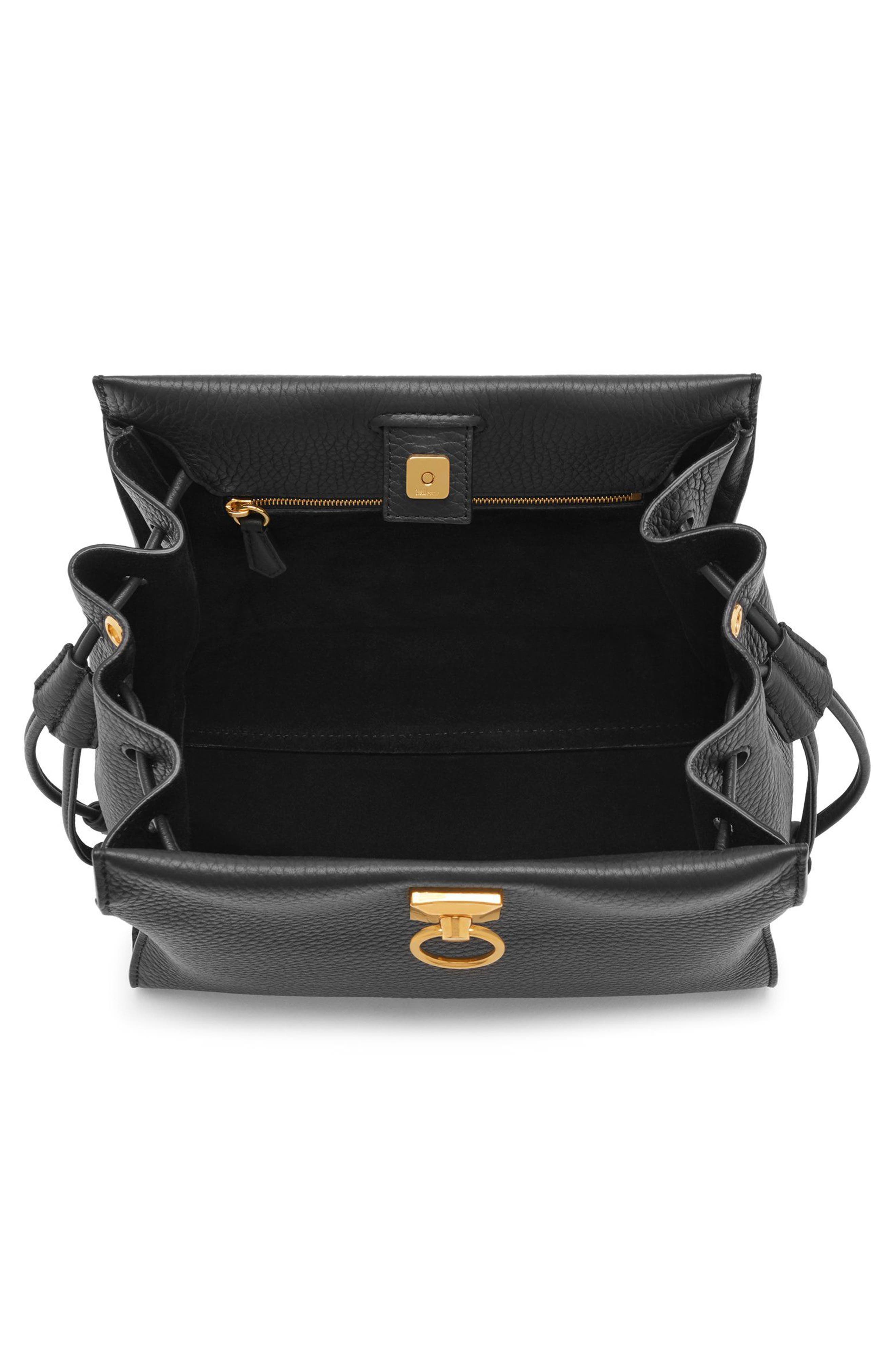 Mulberry Small Iris Leather Top Handle Bag, Alternate, color, Black