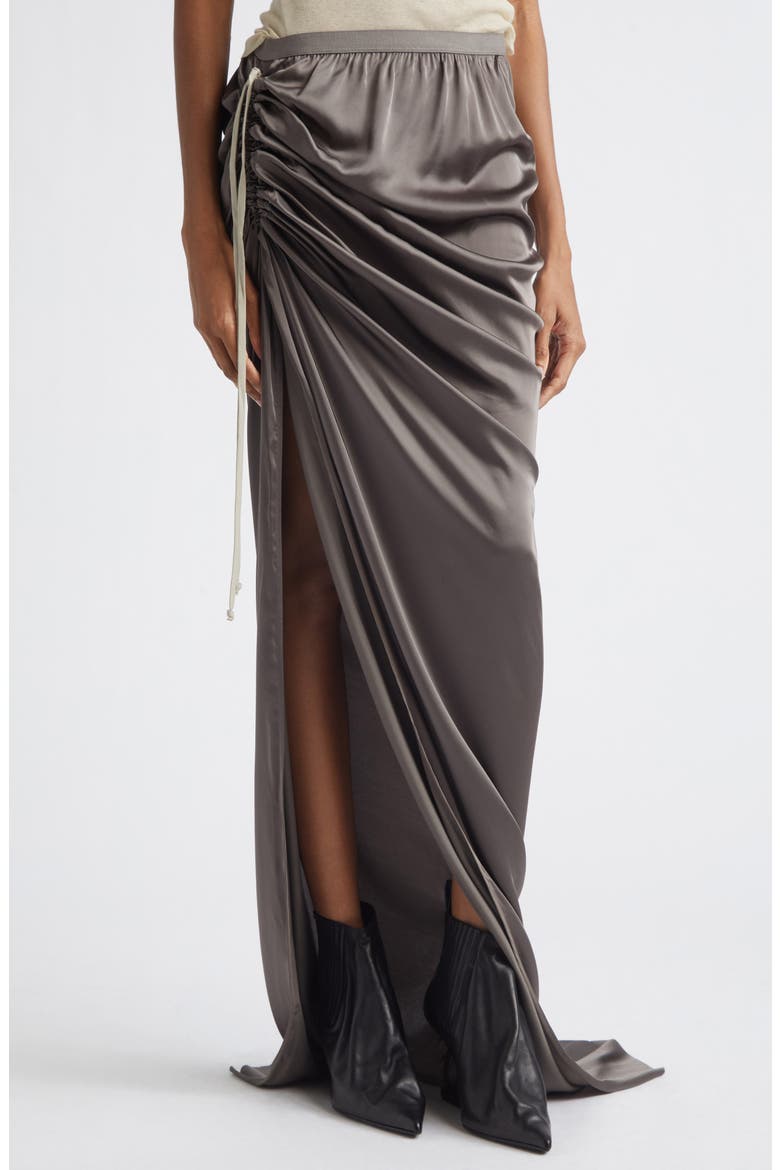 Edfu Ruched Satin Skirt, Alternate, color, DUST